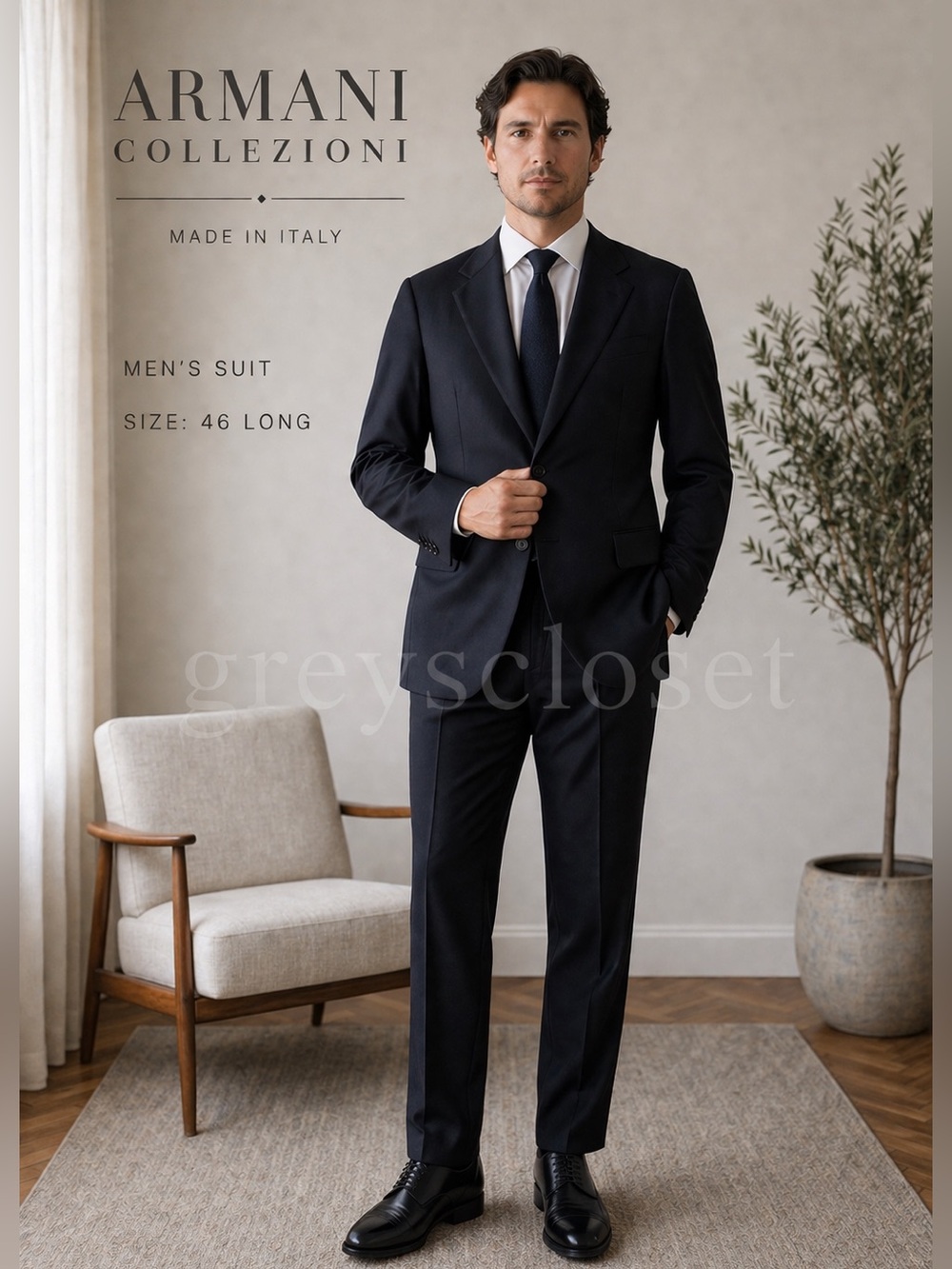 ARMANI COLLEZIONI 100% WOOL MEN’S SUIT  – Made in ITALY | Size 46L